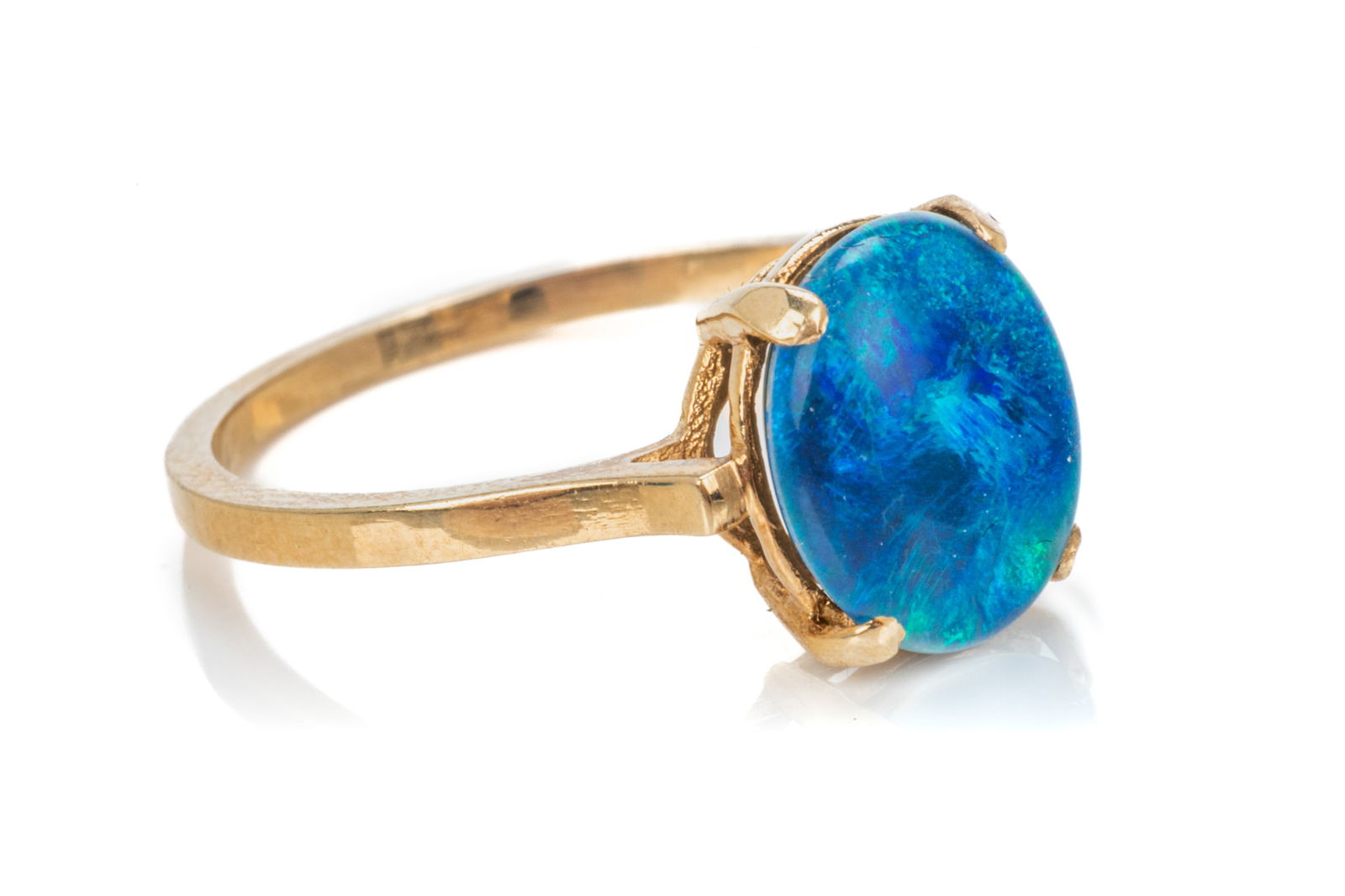 14K YELLOW GOLD AND OPAL TRIPLET RING, 2.2g (1 of 3)