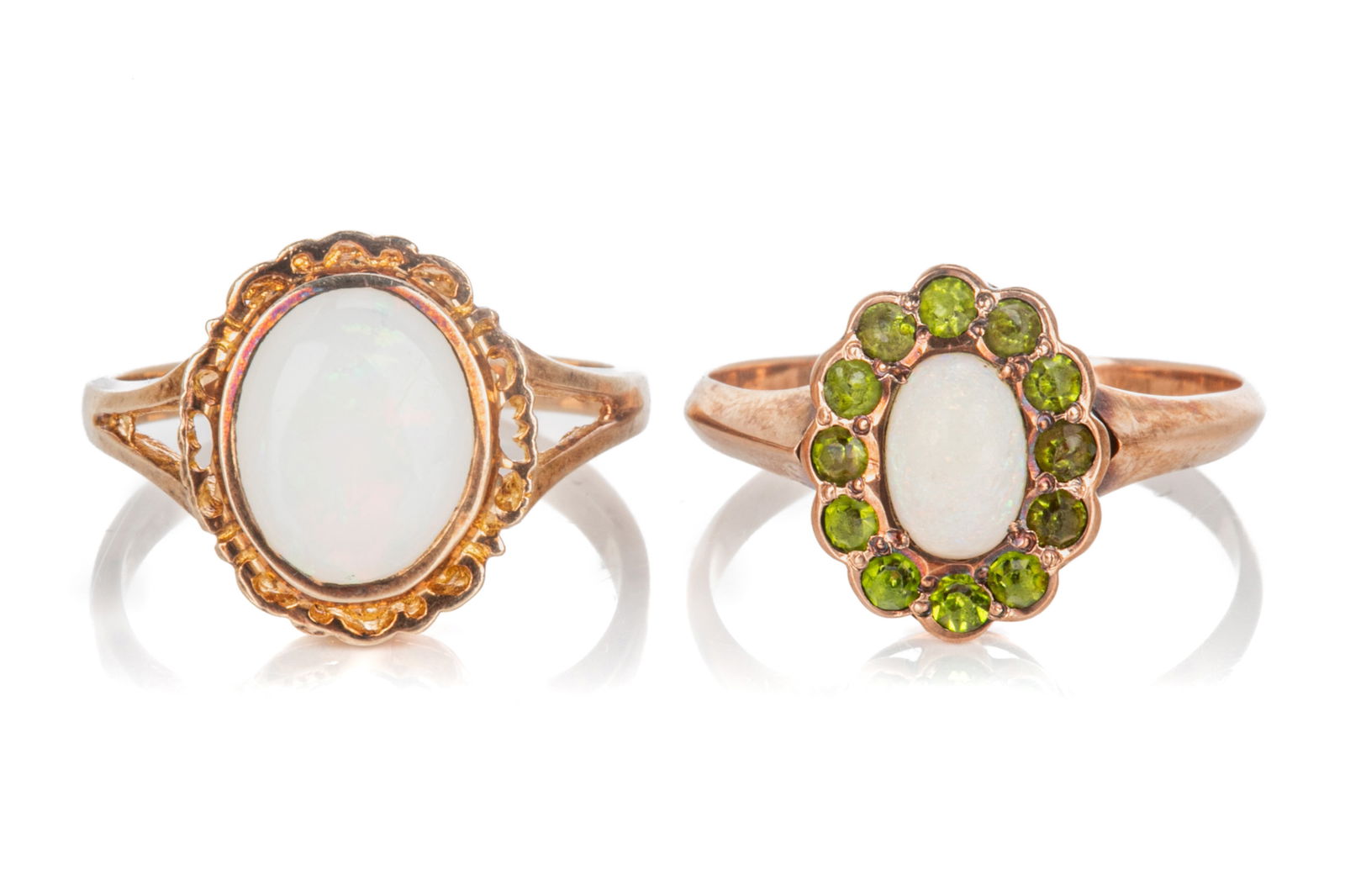 TWO VINTAGE 10K GOLD AND OPAL DRESS RINGS, 4.3g (1 of 3)