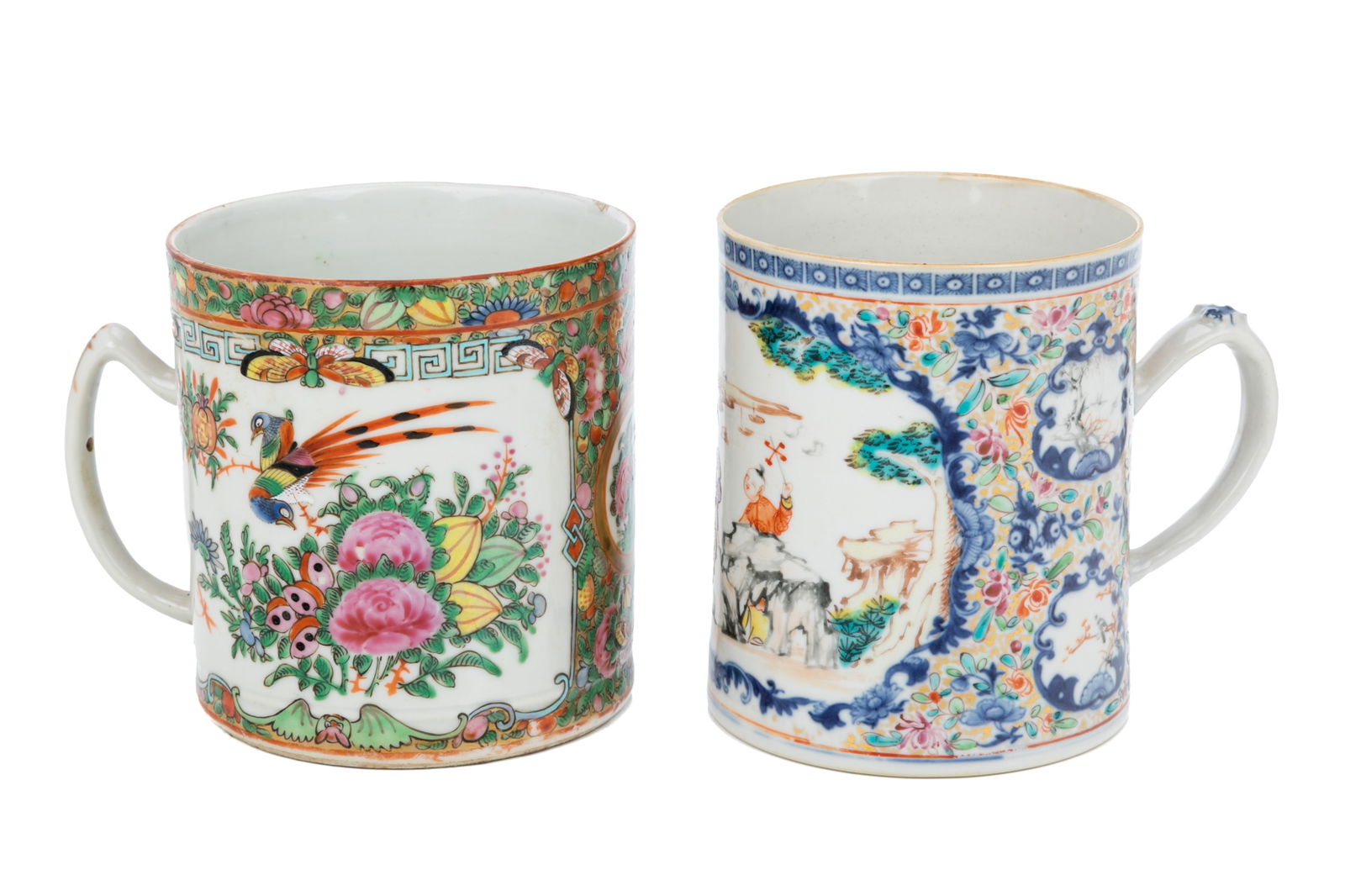 CHINESE EXPORT PORCELAIN CANTON FAMILLE ROSE MUGS (1 of 4)