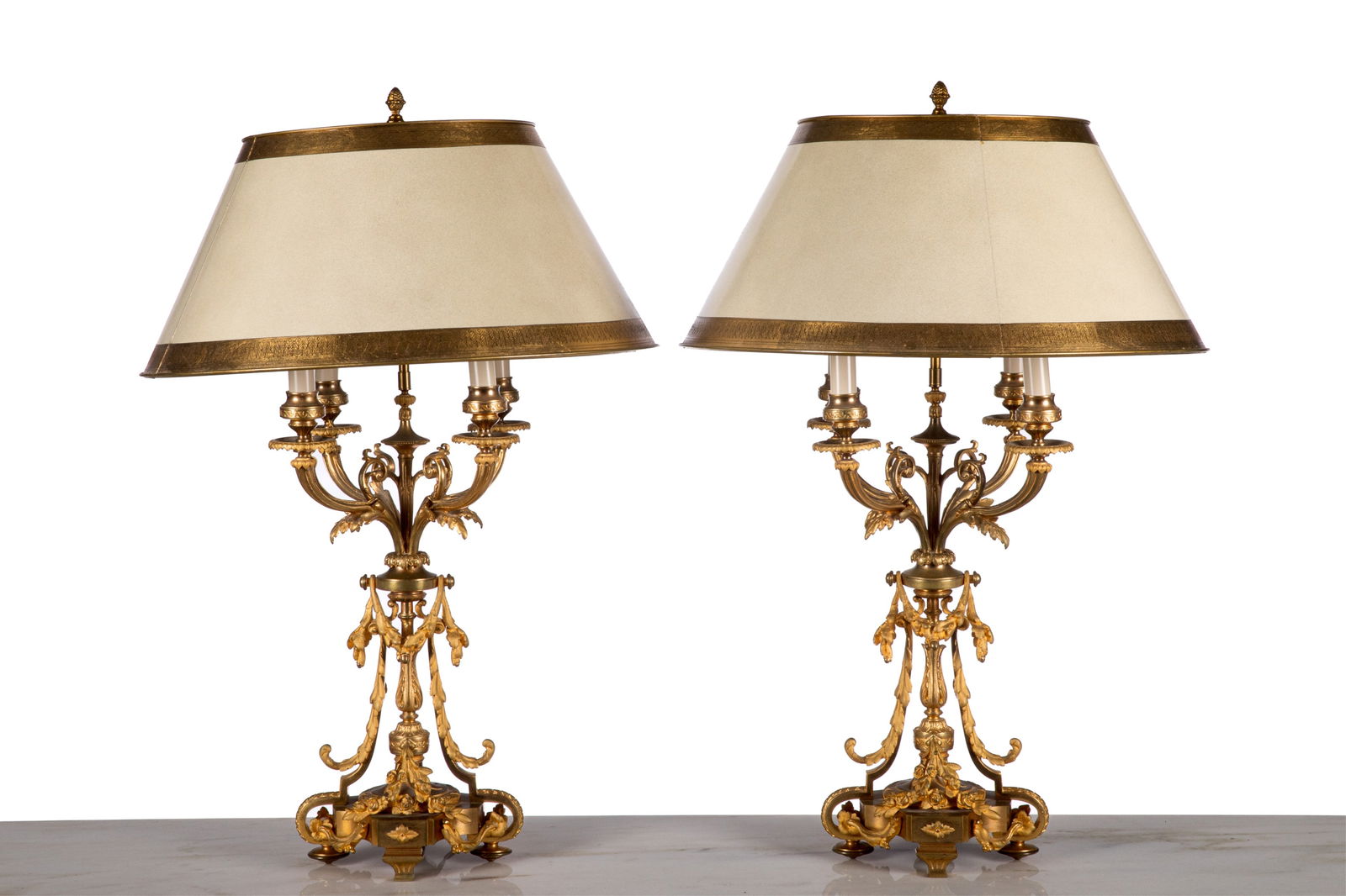 PAIR OF FRENCH ORMOLU CANDELABRA  AS TABLE LAMPS (1 of 2)