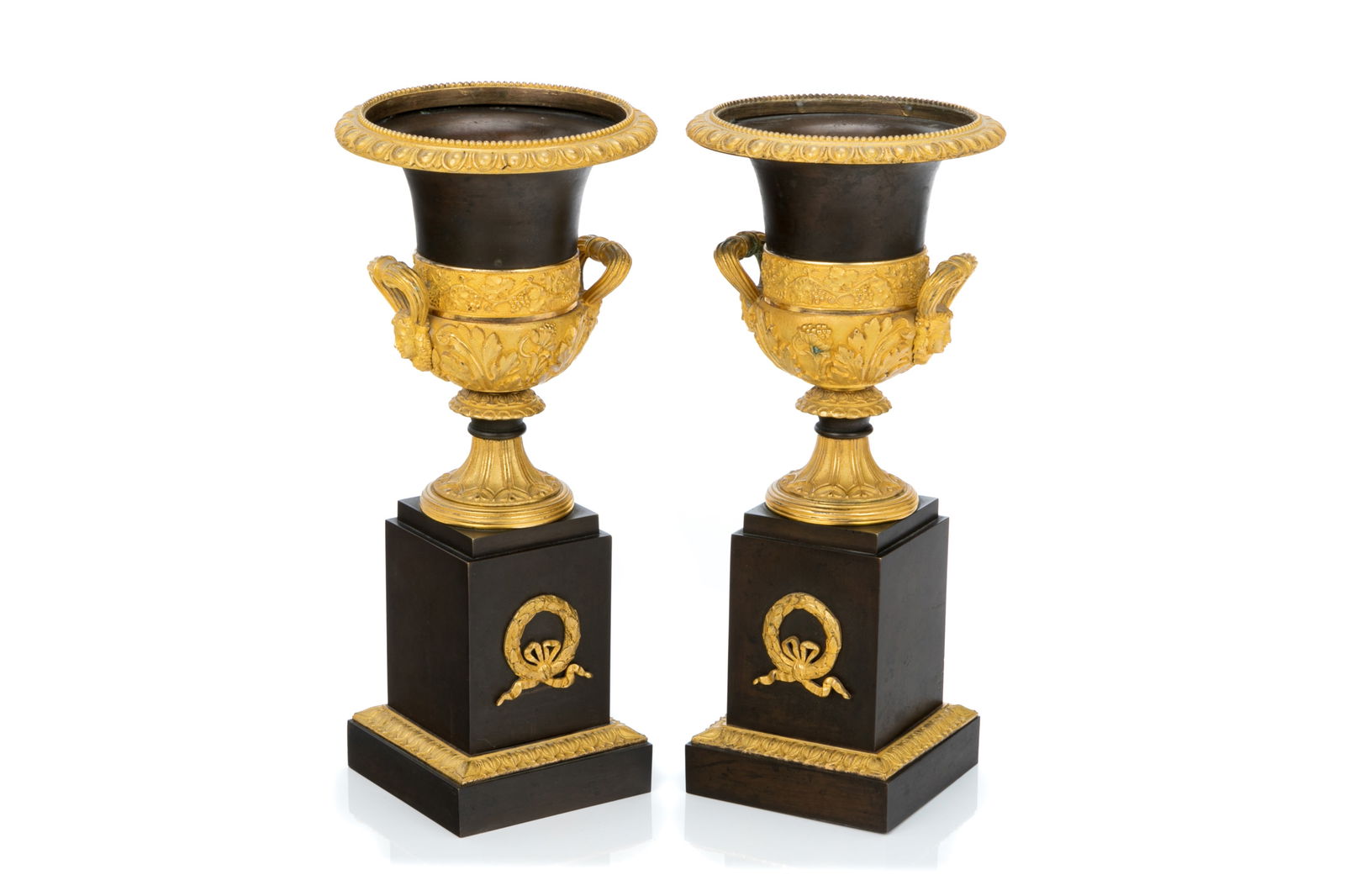 PAIR OF FRENCH BRONZE URNS (1 of 3)