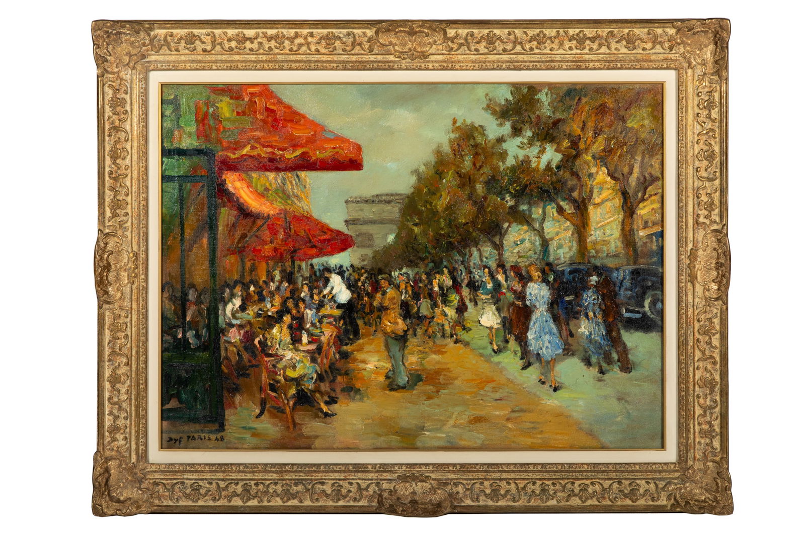 MARCEL DYF (French, 1899-1985): Parisian Scene Oil on Canvas Signed on bottom left H. 28 3/4" W. 39 1/4"