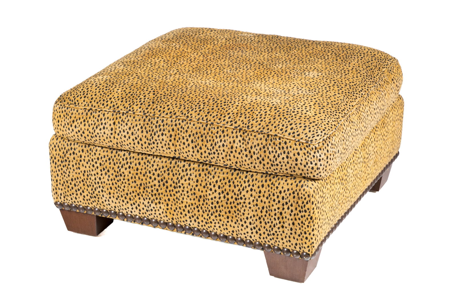 FAUX LEOPARD PRINT OTTOMAN (1 of 2)