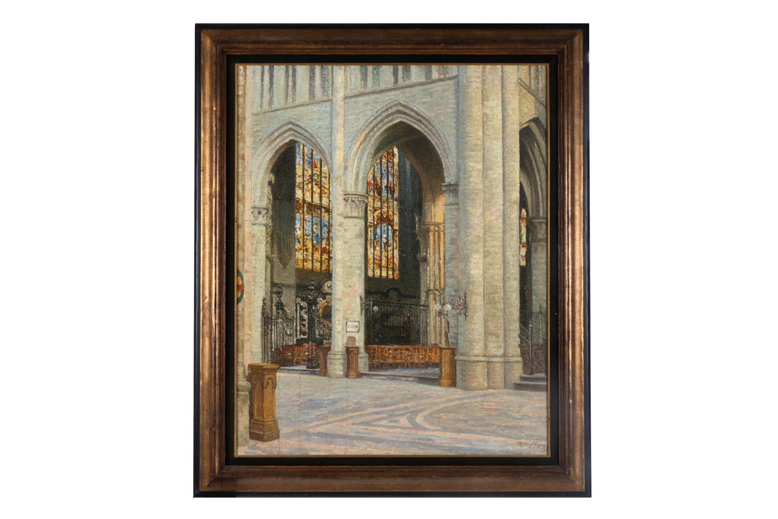 RODOLPHE WYSTMAN (Belgian, 1860-1927): Eglise Sainte-Gudule, Bruxelles Oil on canvas Signed bottom rightH. Measurements: 39 1/2" W. 31 3/4" Provenance: Walker's (Ottawa), Important Fine Arts Auction, November 25th 2009, Lot 31
