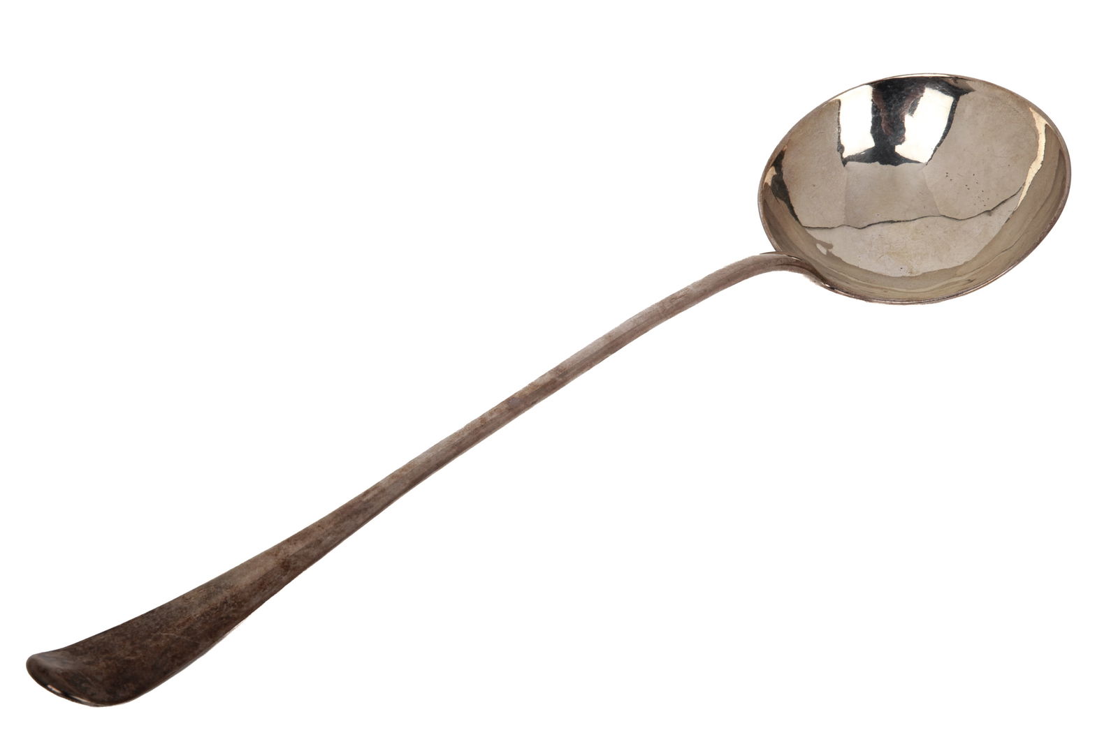 18th C SCOTTISH SILVER SOUP LADLE, 227g (1 of 3)