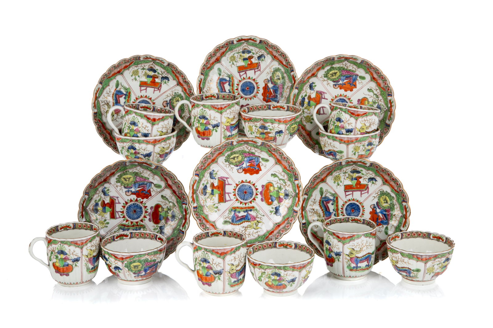 SIX DRAGON IN COMPARTMENT PORCELAIN TRIO SETS (1 of 2)