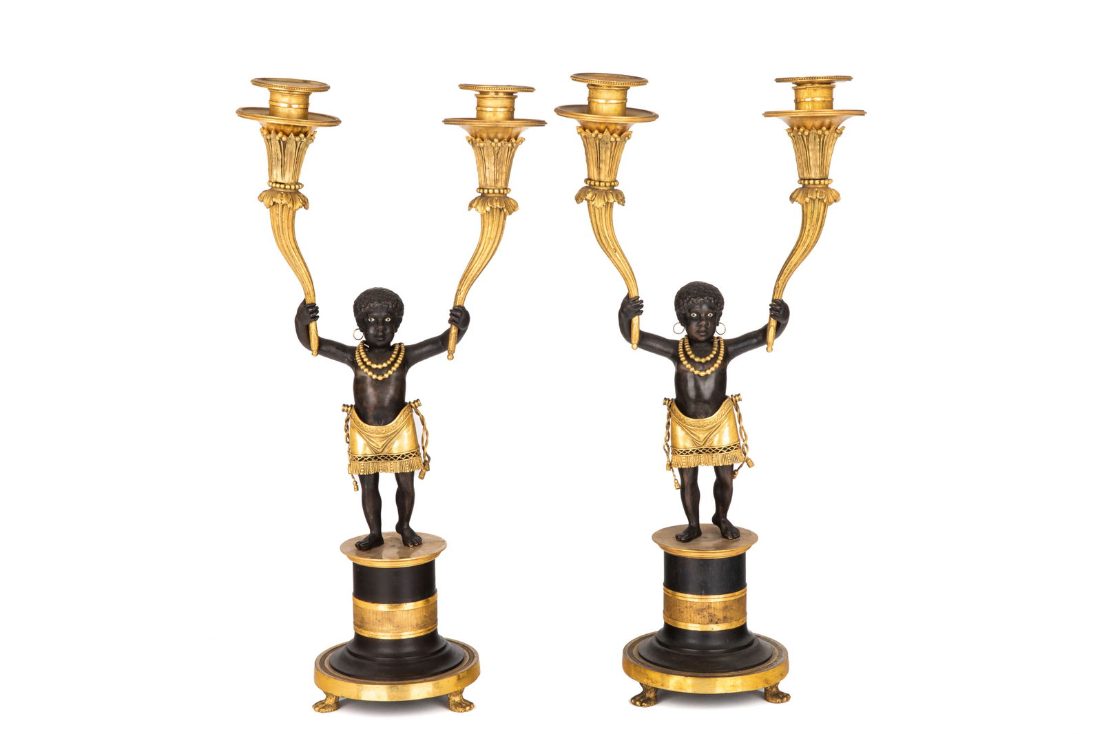 PAIR OF 19th C BRONZE FIGURAL CANDELABRA (1 of 3)