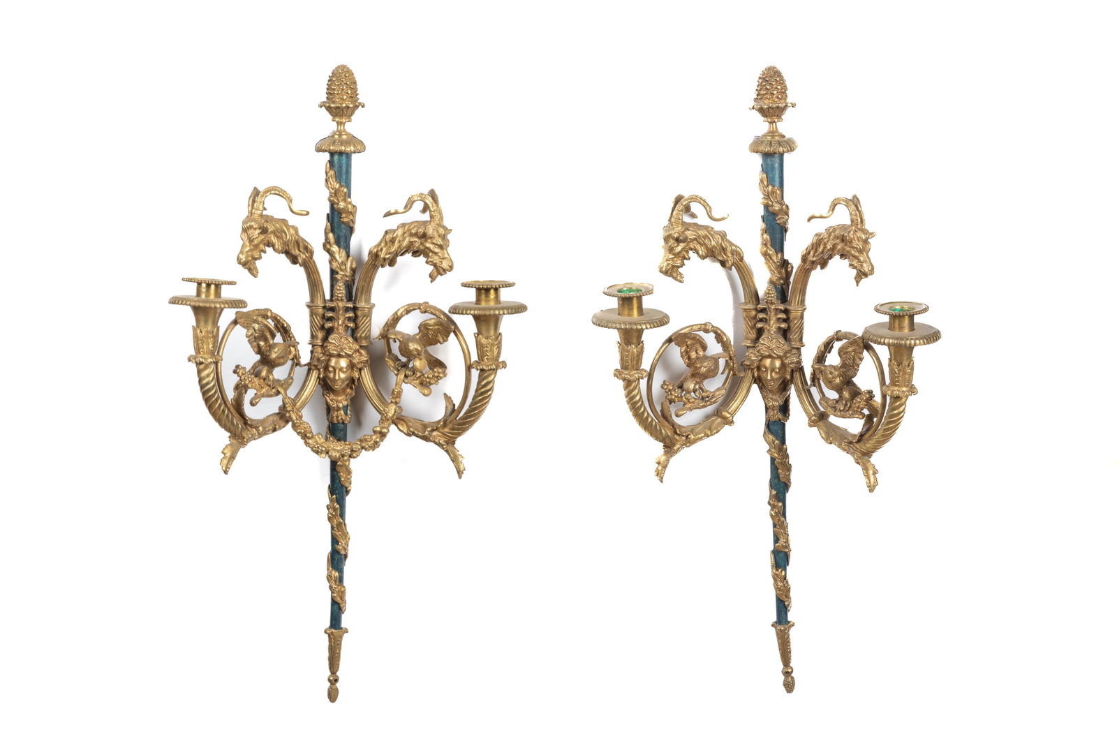 PAIR OF FRENCH EMPIRE GILT BRONZE WALL SCONCES (1 of 1)