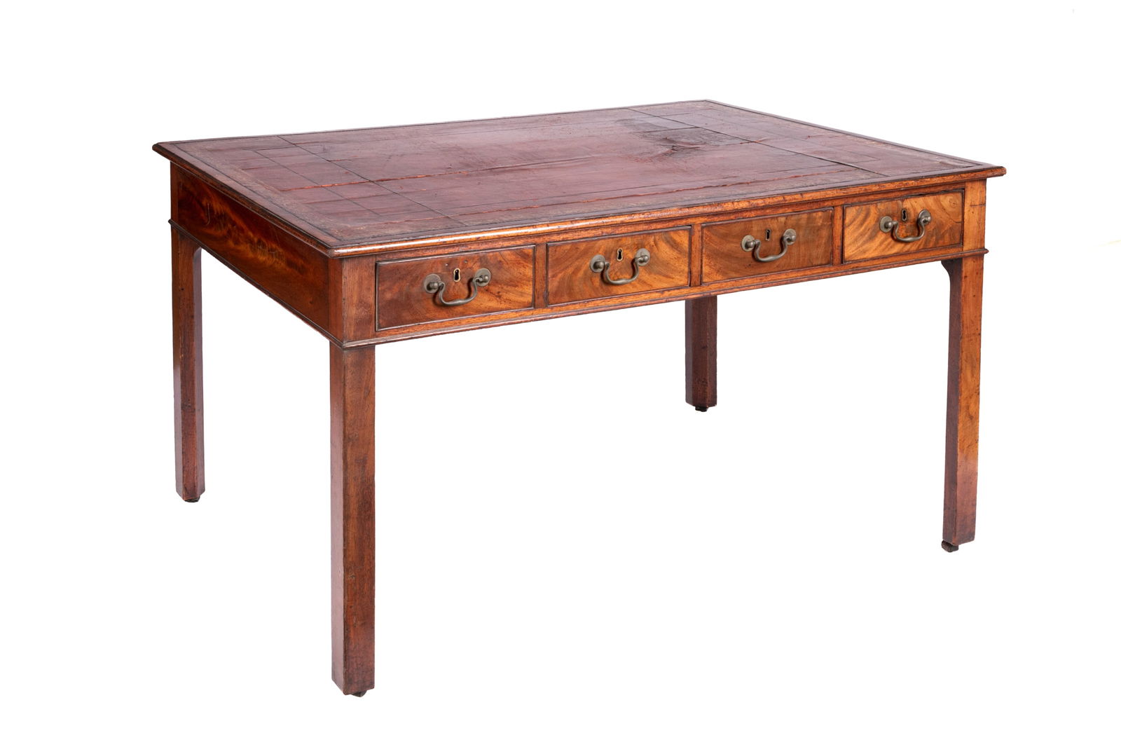 ANTIQUE MAHOGANY GEORGE III LEATHER TOP DESK (1 of 5)