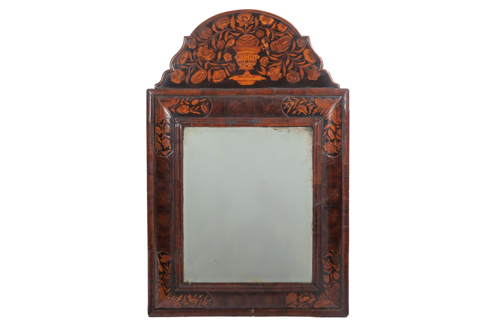 WILLIAM & MARY INLAID PEDIMENT MIRROR (1 of 3)