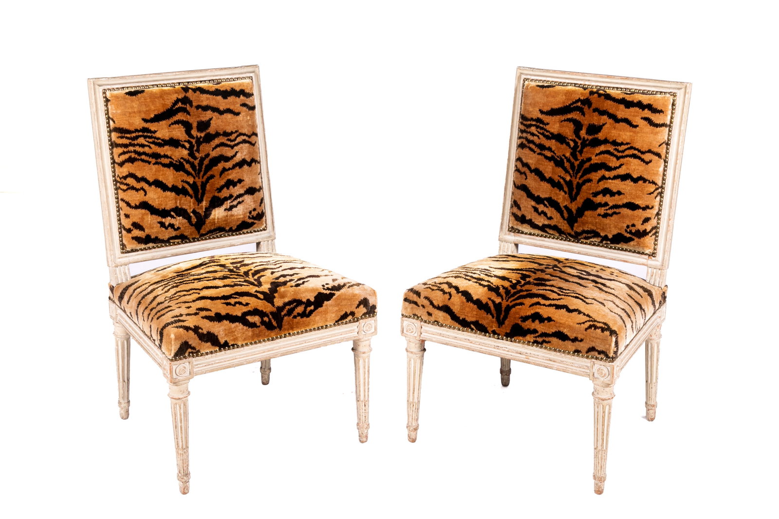 PAIR OF FRENCH ANIMAL PRINT UPHOLSTERED CHAIRS (1 of 3)