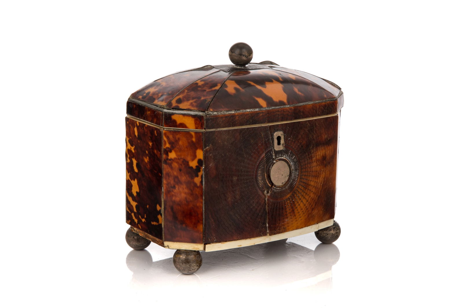 GEORGIAN TORTOISESHELL TEA CADDY (1 of 4)