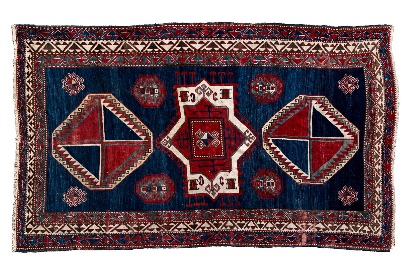 ANTIQUE CAUCASIAN KAZAK WOOL RUG (1 of 3)