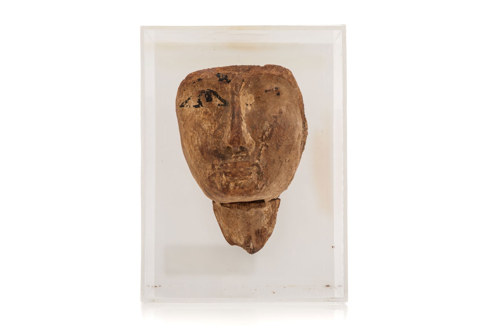 ANCIENT EGYPTIAN POLYCHROME WOOD CHILD'S MASK (1 of 3)