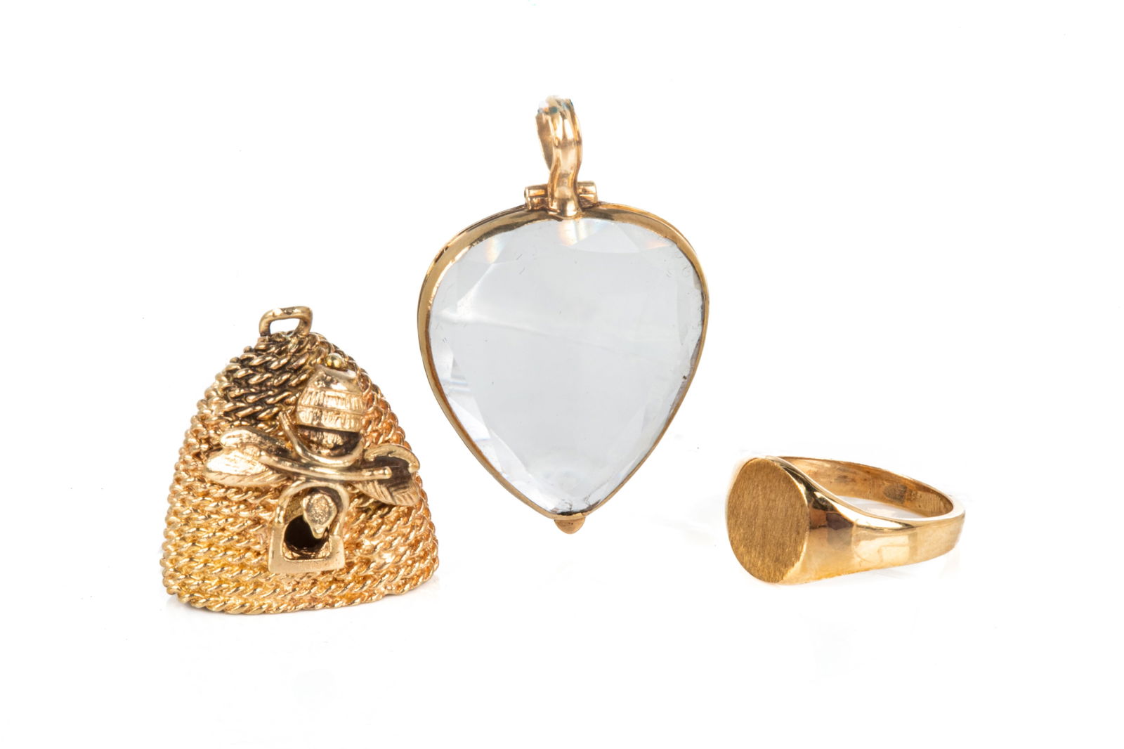 THREE PCS VINTAGE YELLOW GOLD JEWELLERY, 11.4g (1 of 3)