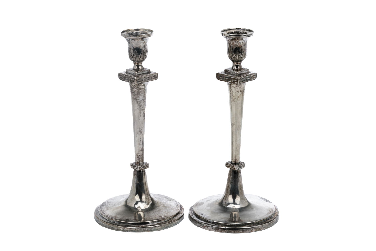 18th C NEOPOLITAN SILVER CANDLESTICKS, 514g (1 of 3)