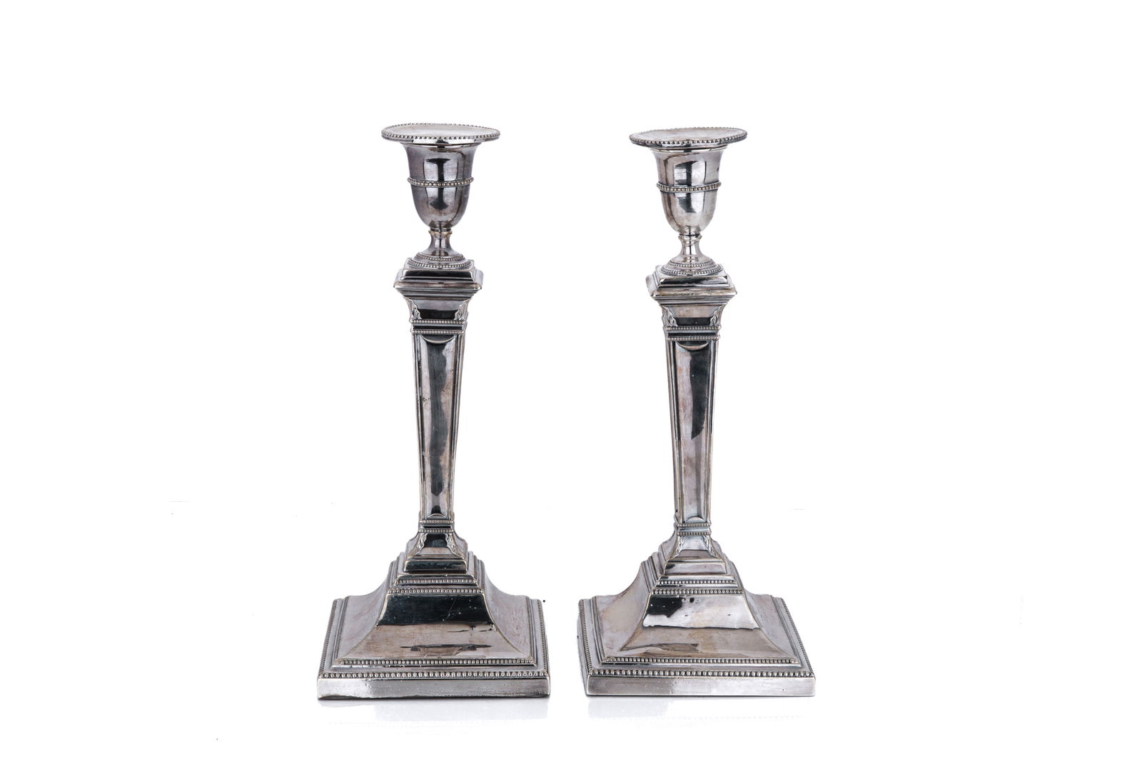 PAIR OF GEORGE III ENGLISH SILVER CANDLESTICKS (1 of 4)