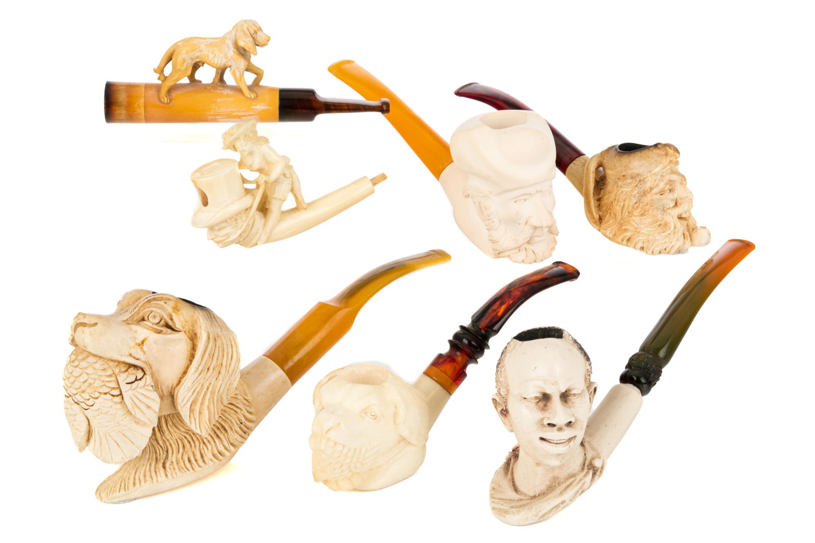SEVEN ANTIQUE FIGURAL MEERSCHAUM PIPES (1 of 5)