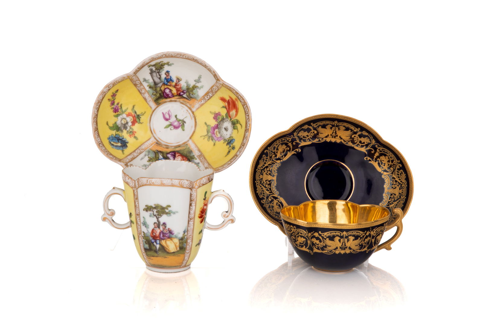 TWO CONTINENTAL PORCELAIN CUPS & SAUCERS (1 of 3)