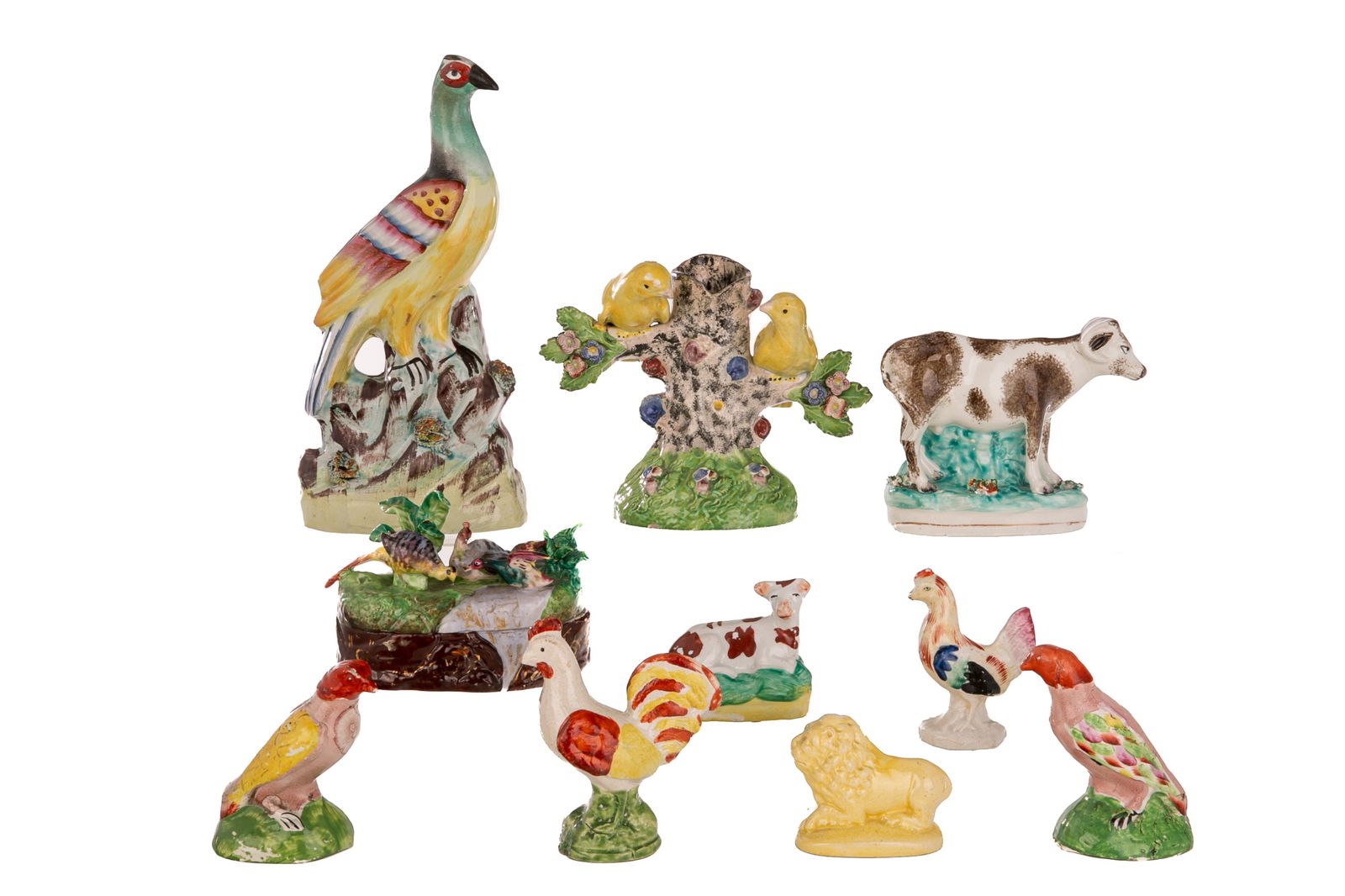GROUP OF STAFFORDSHIRE ANIMAL FIGURES (1 of 4)