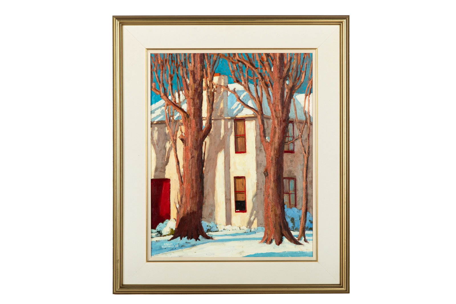 ADAM NOONAN (Canadian, b. 1940): Sunday Snow Oil on board Signed bottom left H. 20" W. 16"