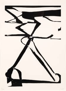 RICHARD DIEBENKORN (American, 1922-1993): Double X (1987) Woodcut Ed. 35 / 50 Initialed bottom right H.: 23 1/2" x W.: 17 1/4"