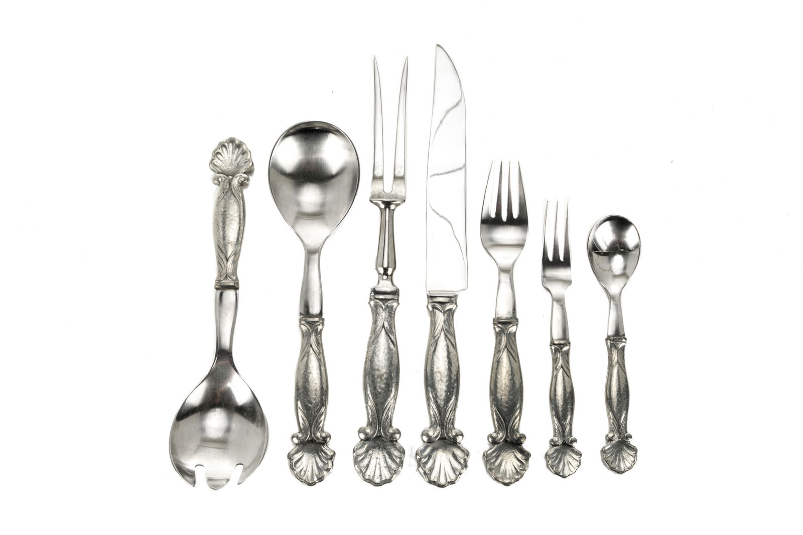 FIFTY-EIGHT PIECES OF DANISH PEWTER FLATWARE (1 of 2)