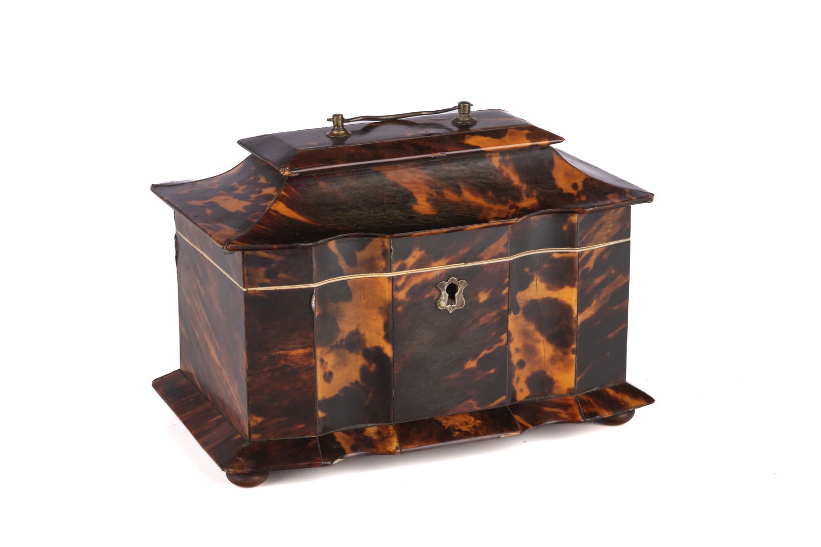 GEORGIAN ENGLISH TORTOISESHELL TEA CADDY (1 of 6)