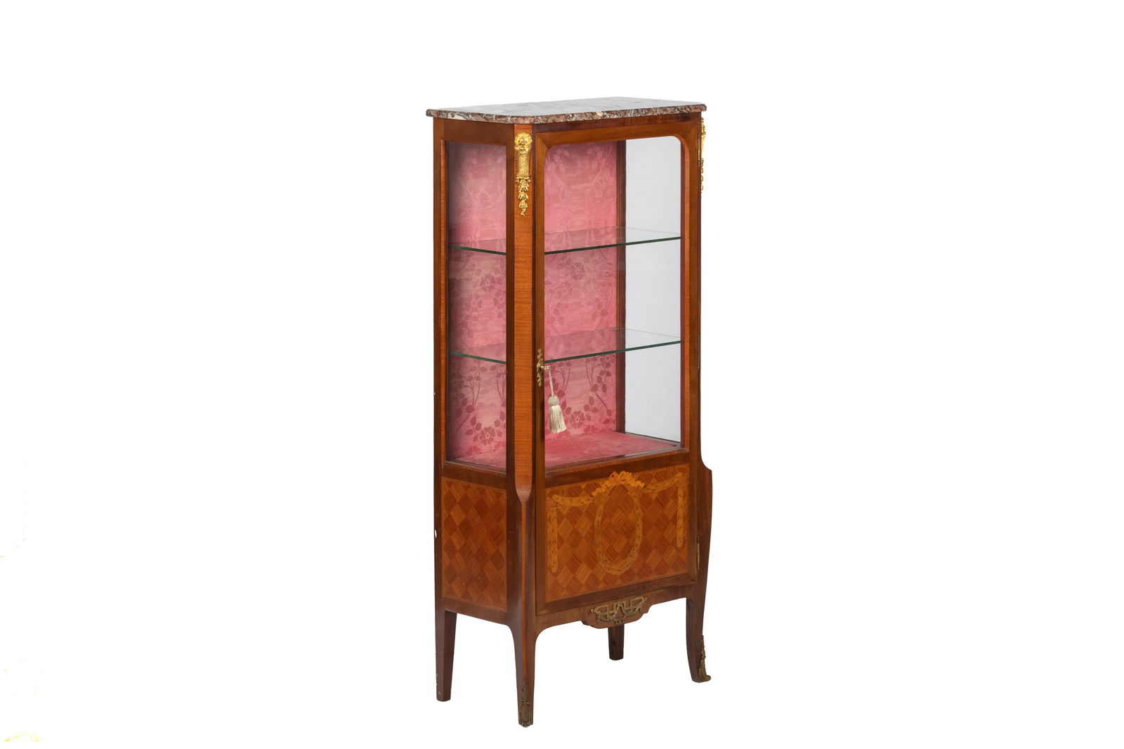 FRENCH MARBLE TOP GLAZED VITRINE (1 of 4)