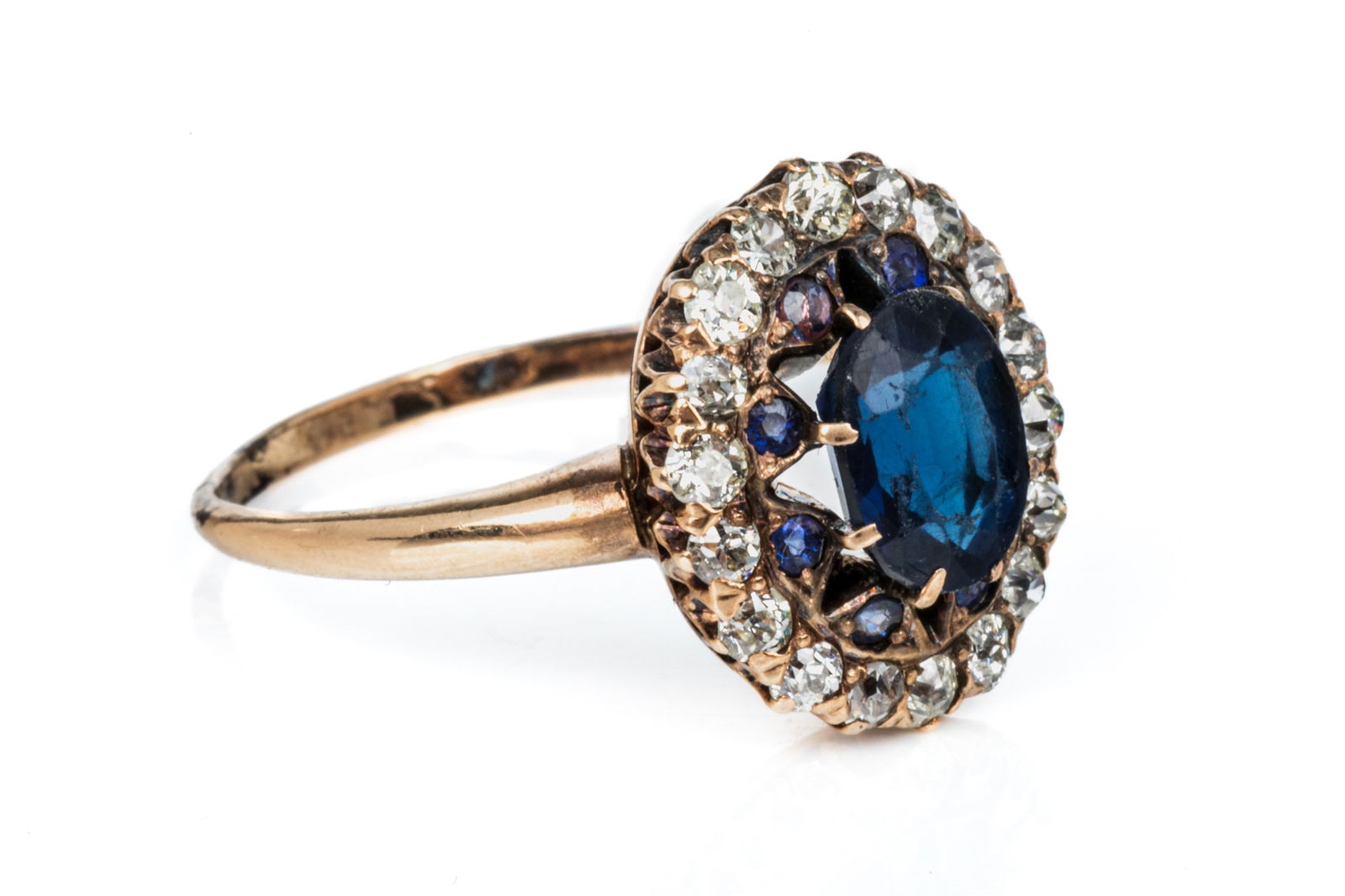 ANTIQUE 14K GOLD AND DIAMOND CLUSTER RING, 4.4g (1 of 3)