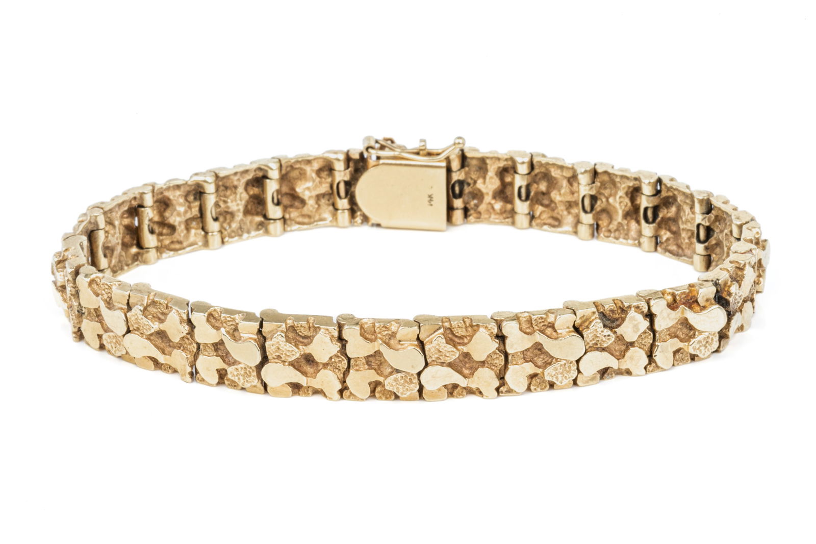 14K TEXTURED YELLOW GOLD LINK BRACELET, 40.6g (1 of 3)