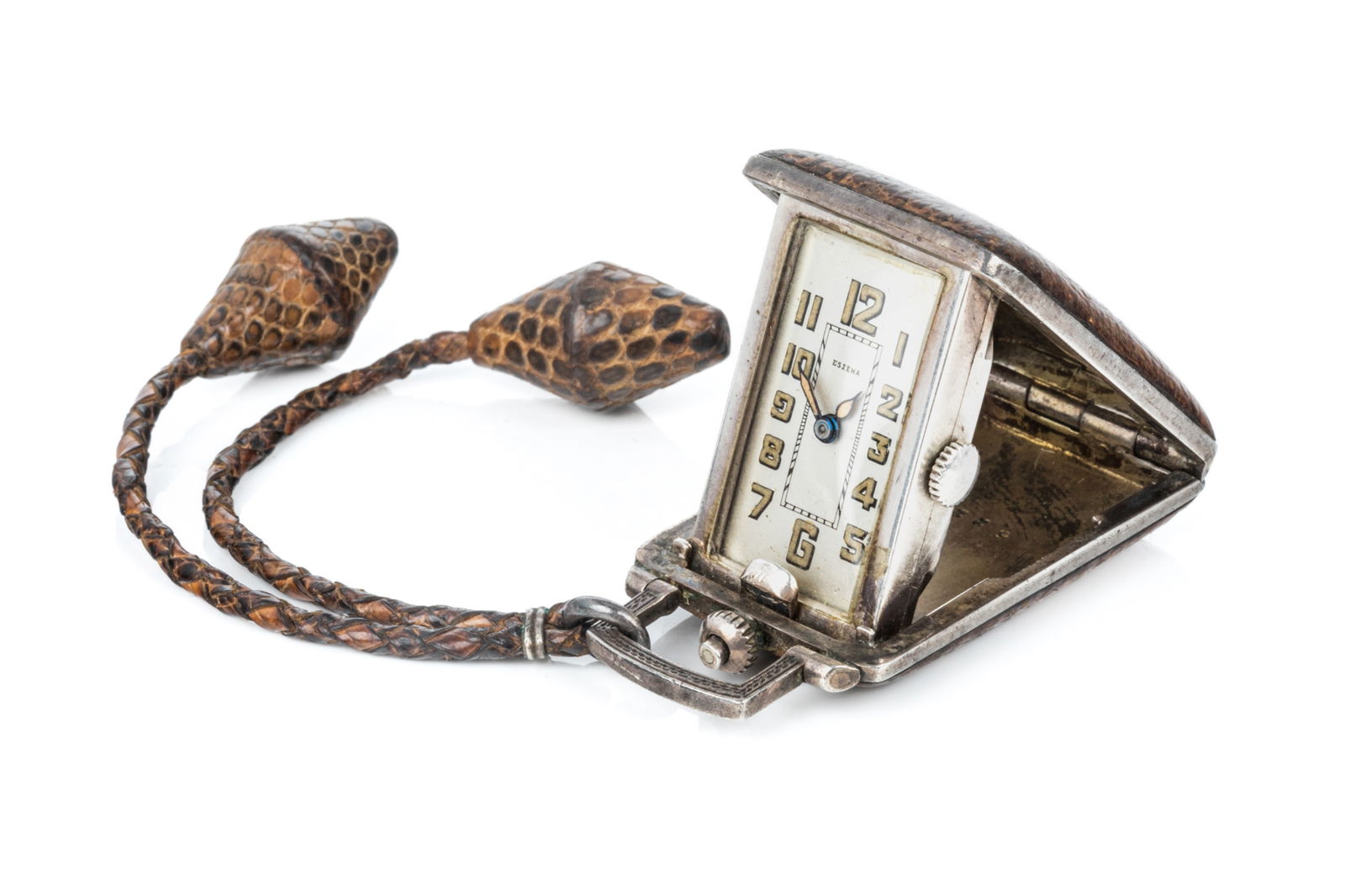 ANTIQUE ESZEHA STERLING SILVER TRAVEL CLOCK, 35.3g (1 of 5)