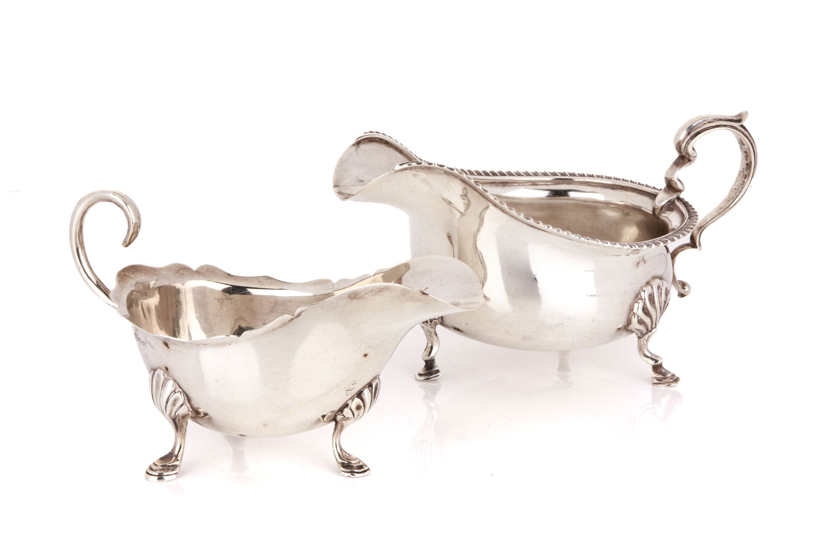 TWO ENGLISH SILVER SAUCE BOATS, 282g (1 of 3)