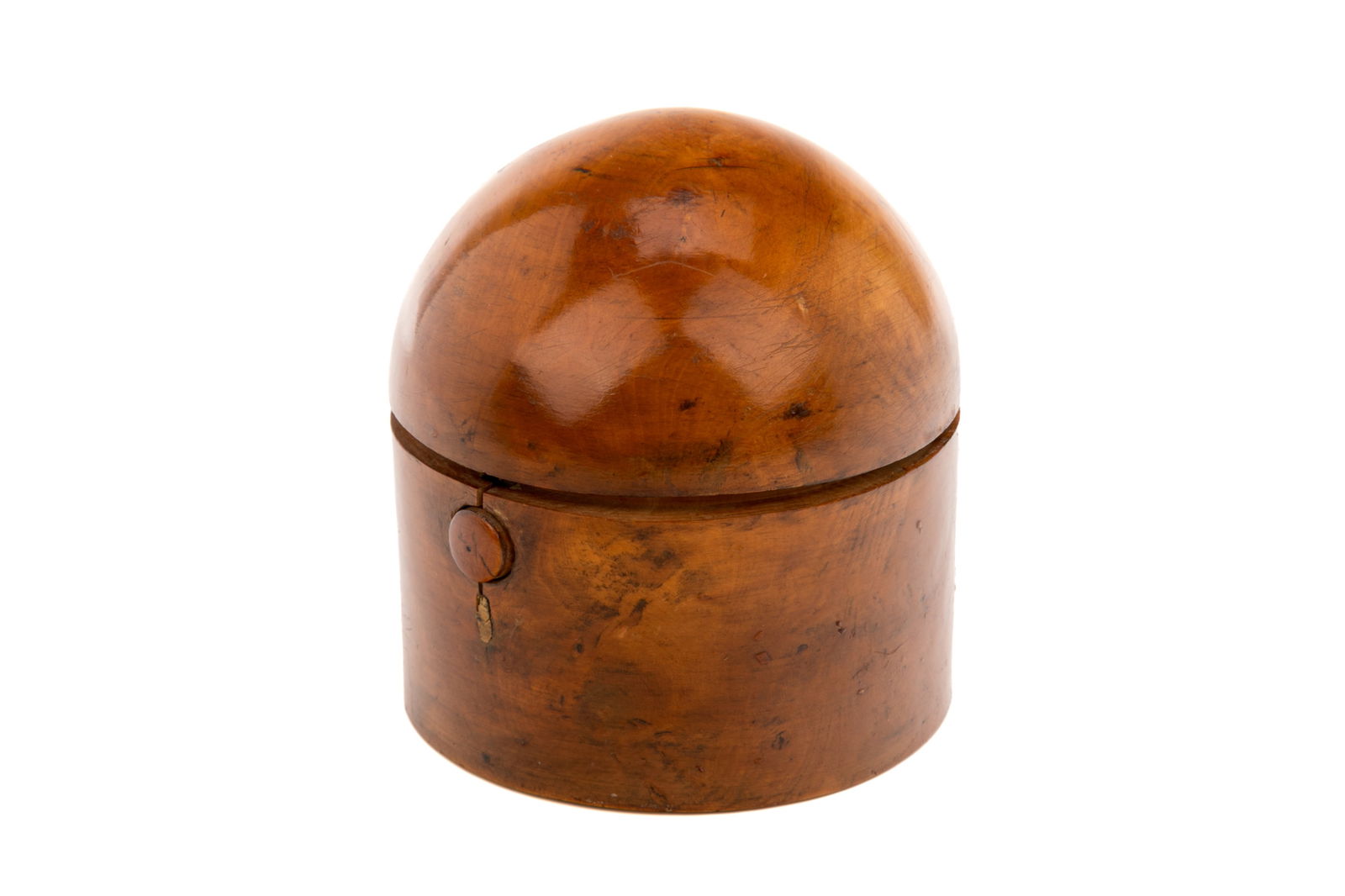 ANTIQUE BURLED TREEN PUZZLE BALL BOX (1 of 5)