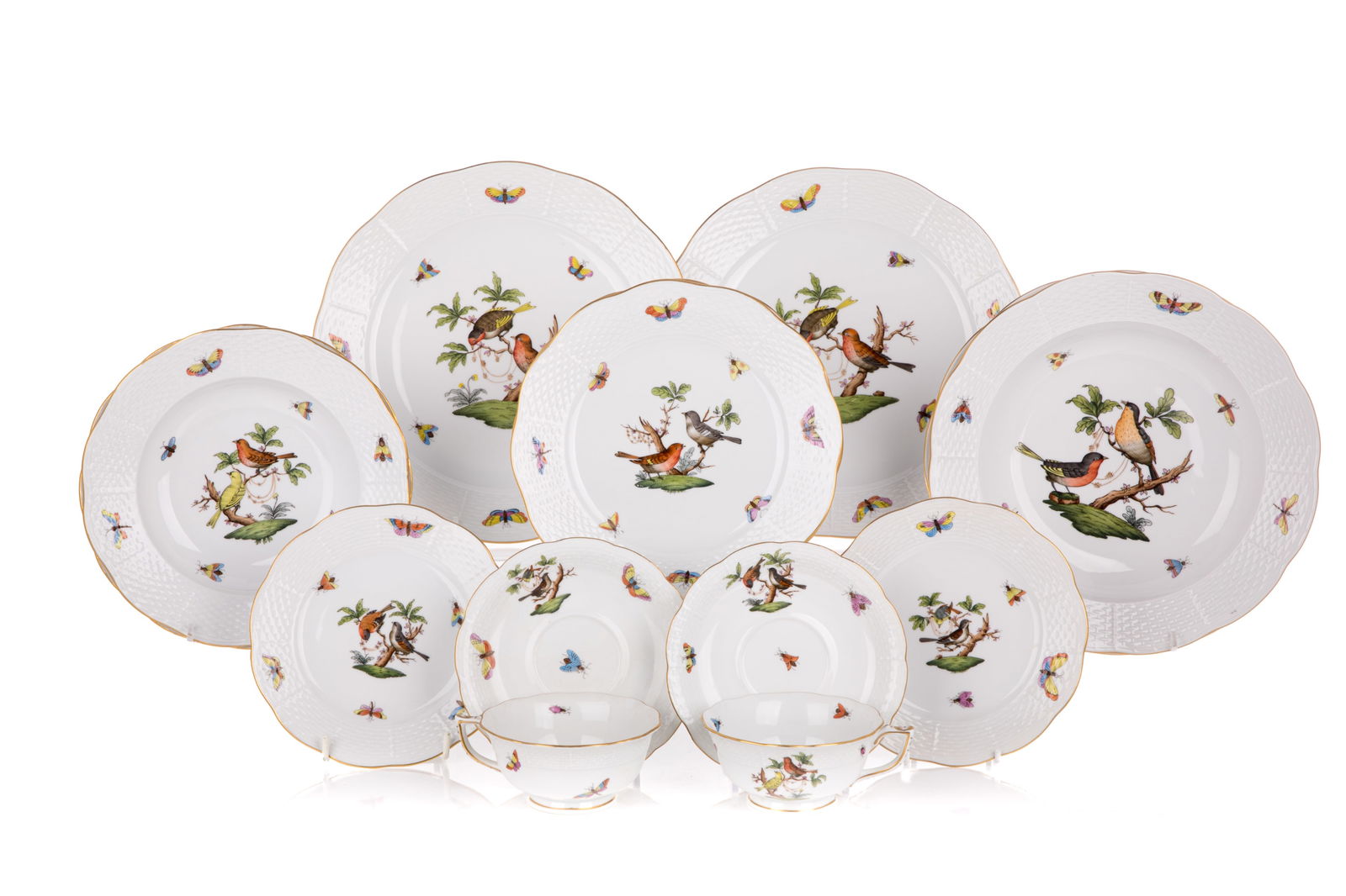 HEREND 'ROTHSCHILD BIRD' DINNER SERVICE FOR EIGHT (1 of 3)