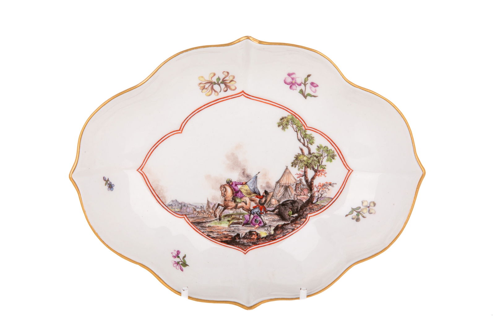 18th C MEISSEN PORCELAIN QUATREFOIL DISH (1 of 3)