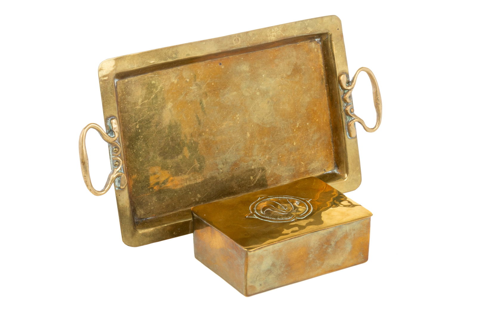 TWO-PIECE PAUL BEAU & CO. BRASS SMOKING SET (1 of 2)