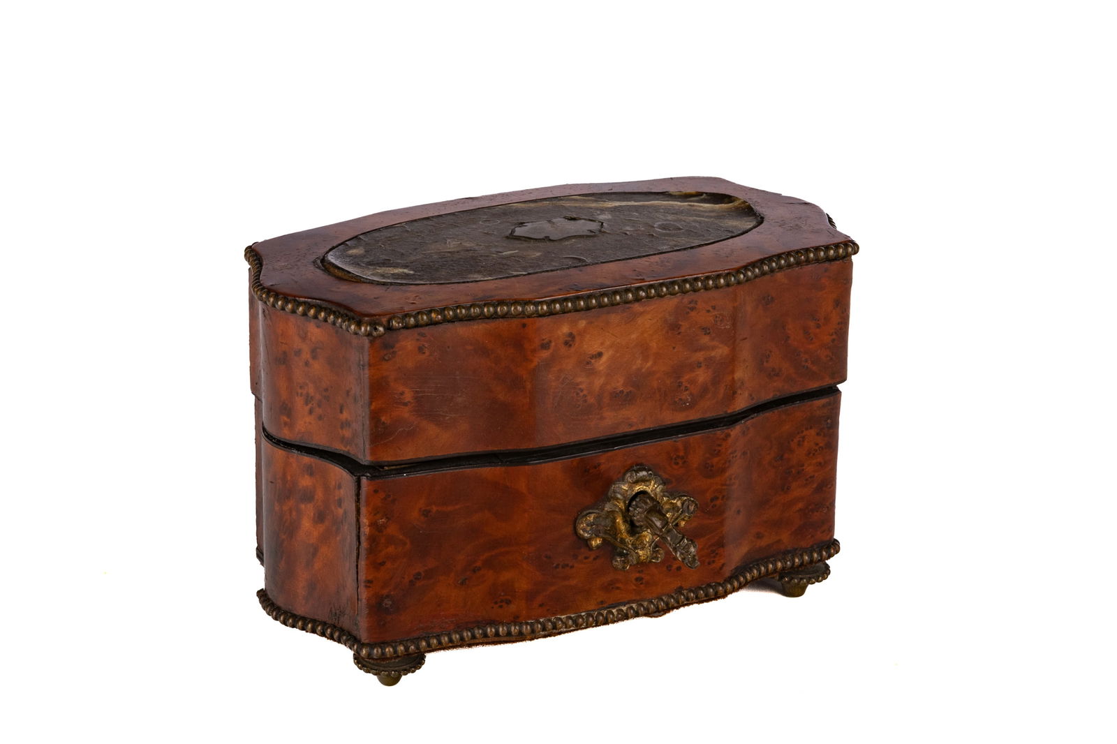 ANTIQUE BURLED WOOD FITTED PERFUME BOX (1 of 6)