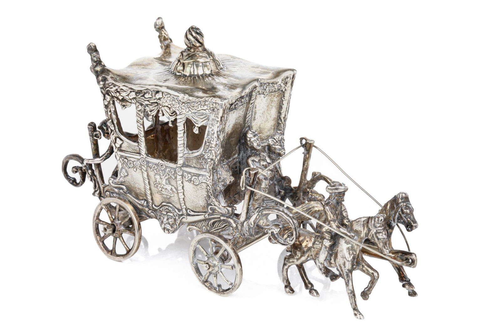 MINIATURE CONTINENTAL SILVER CARRIAGE, 268g (1 of 3)