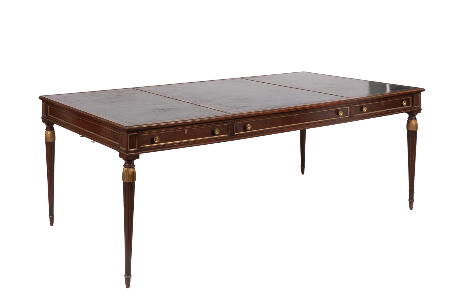 LARGE LEATHER TOP MAHOGANY DESK (1 of 6)