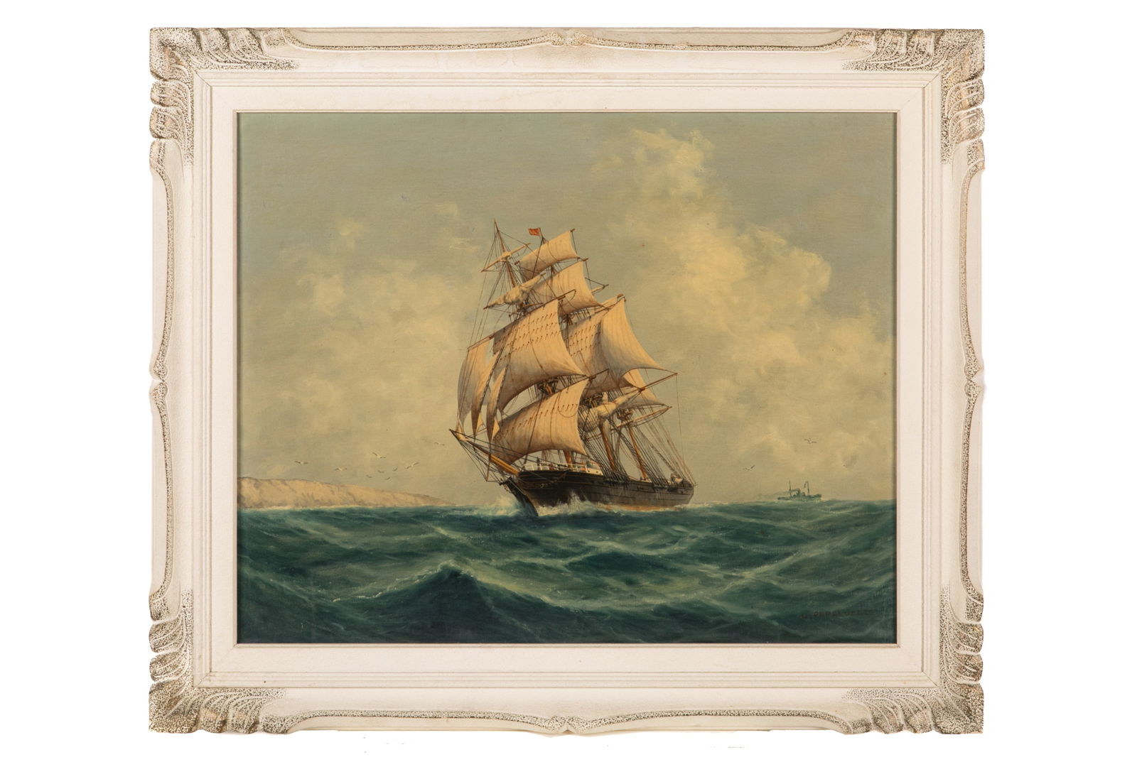 LOUIS PAPALUCA (Italian, 1890-1984): Clipper ship Oil on board Signed bottom rightH. 23 1/4" x W. 28 3/4"
