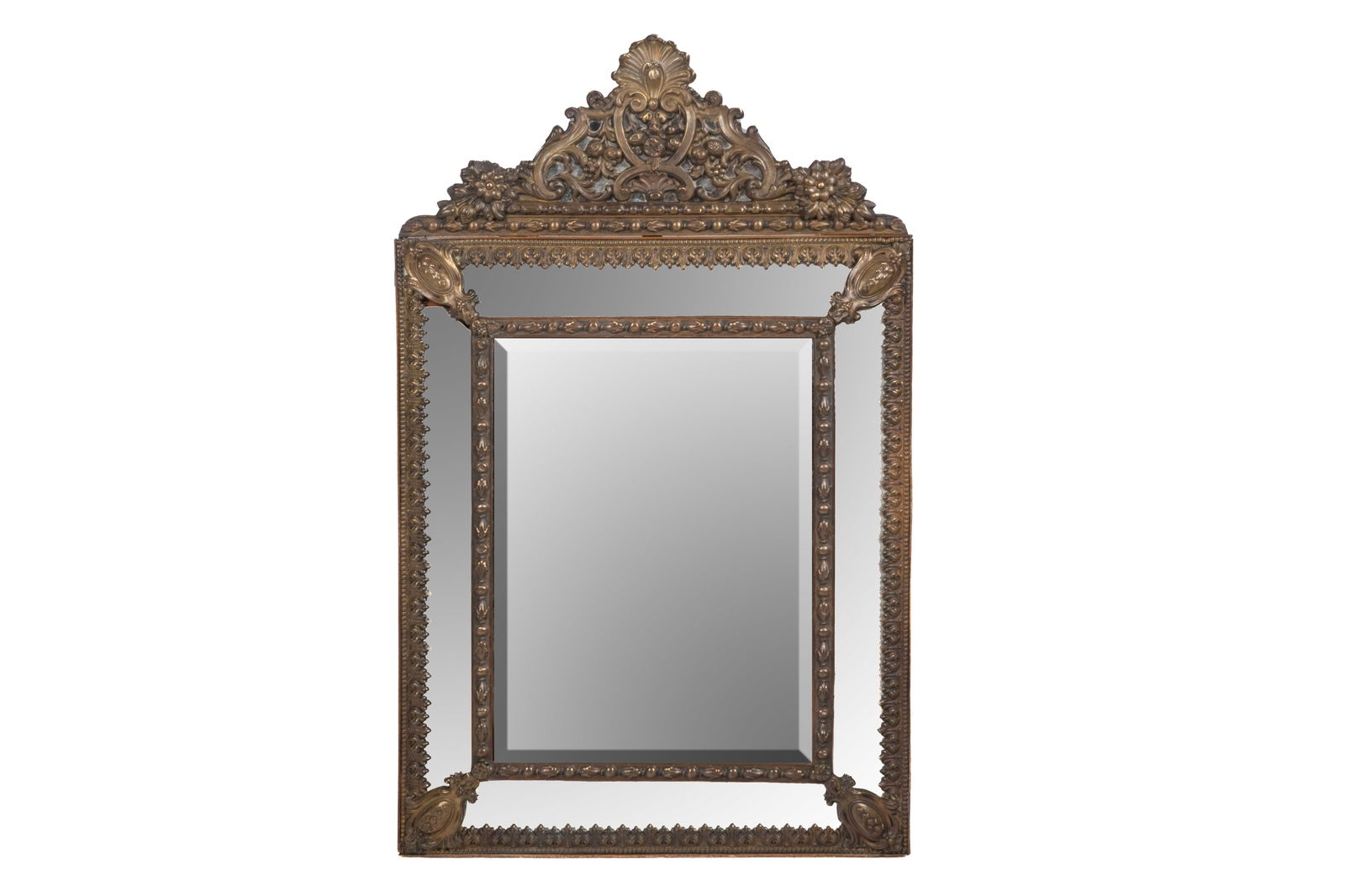 ANTIQUE DUTCH METAL FRAMED WALL MIRROR (1 of 2)