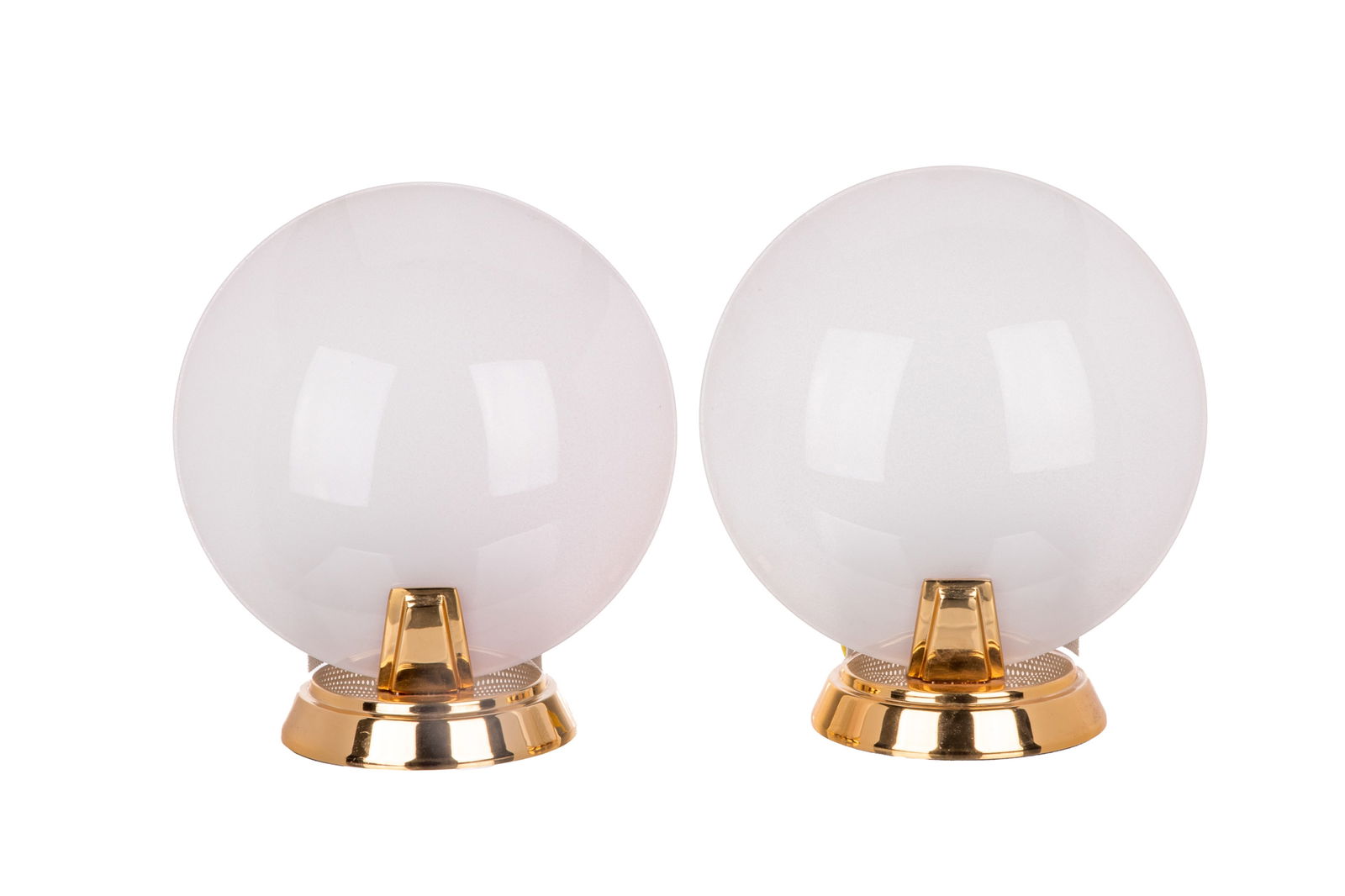 PAIR OF DOMED VINTAGE GLASS TABLE LAMPS: Franco Luce Italy, 1970's