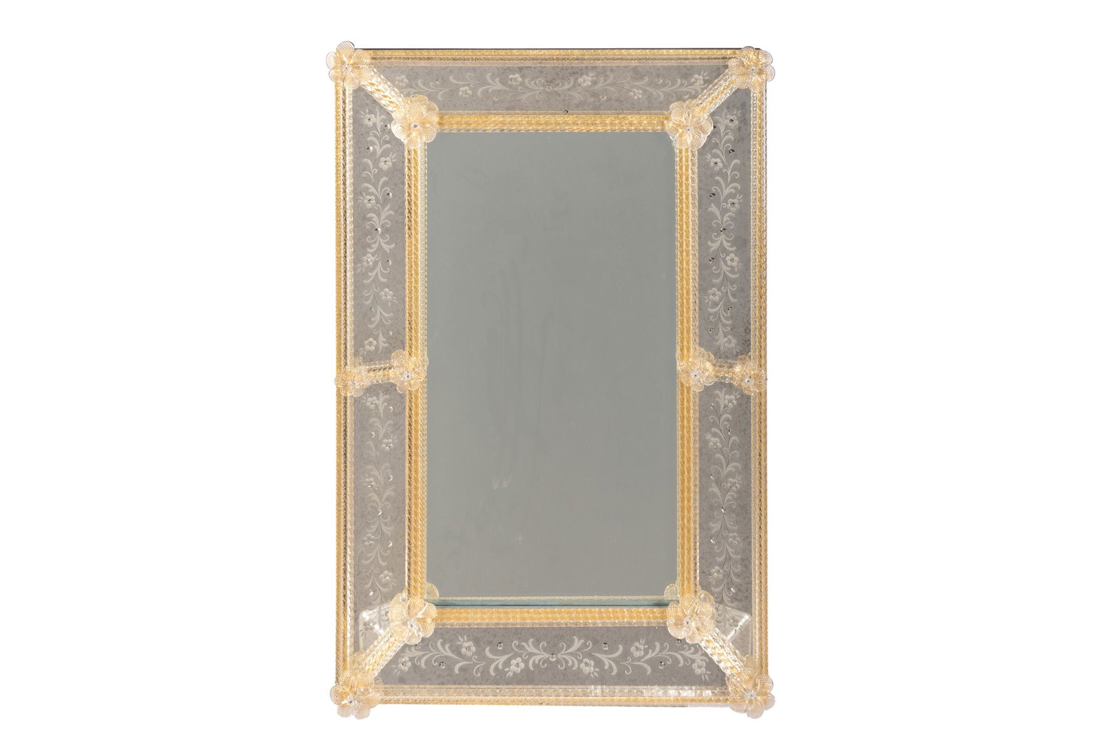 VENETIAN MIRROR WITH GOLD FLECKED FRAME: H 30 x W 20in