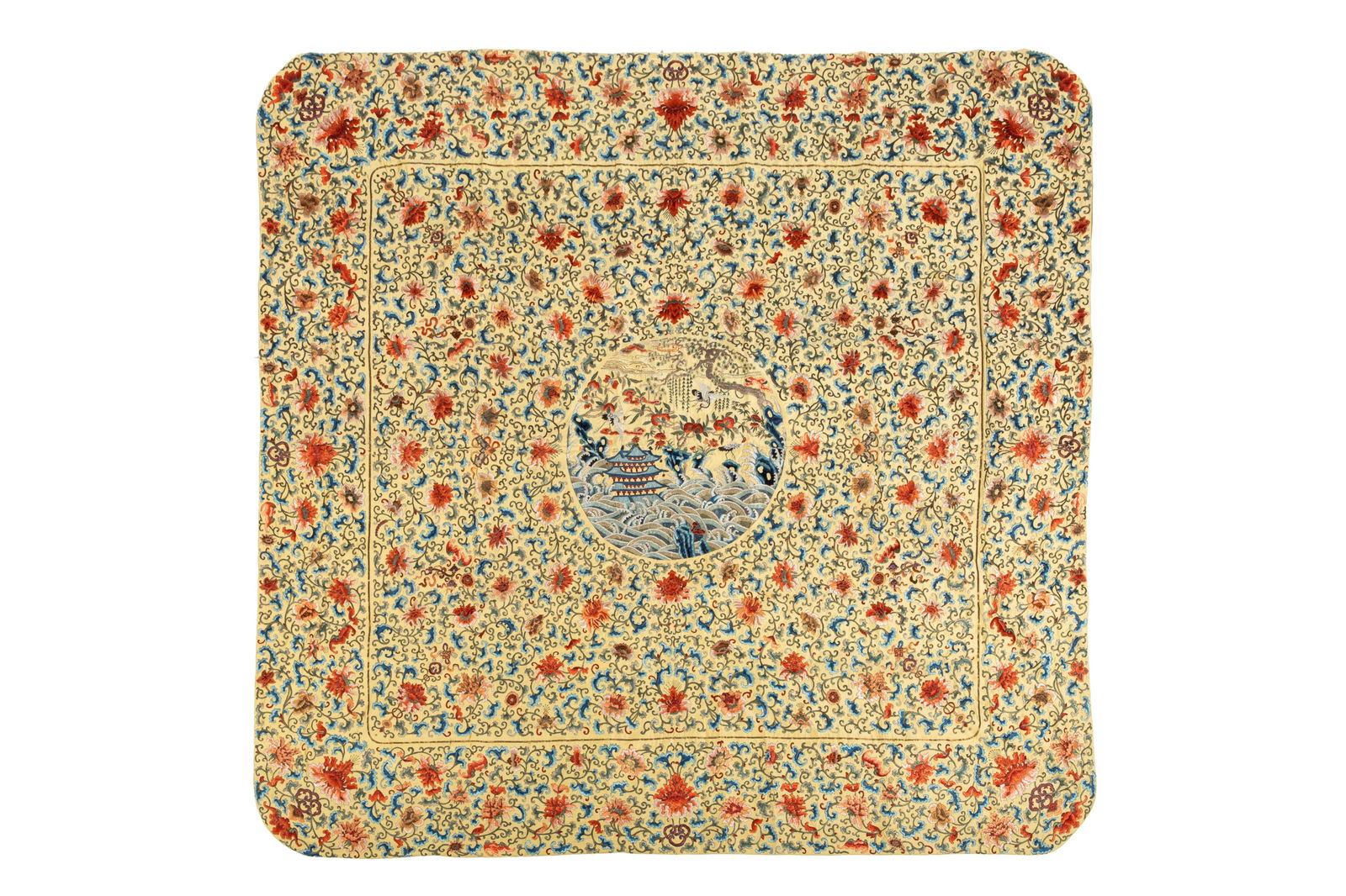 IMPERIAL YELLOW SILK EMBROIDERED HANGING OR COVER (1 of 3)