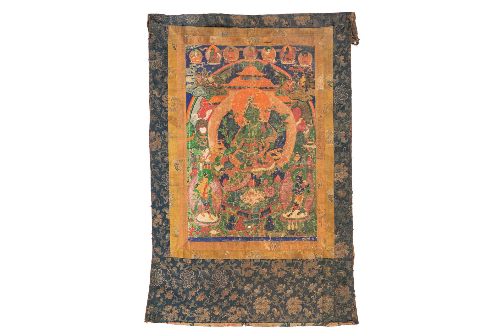 TIBETAN THANGKA MANDALA OF GREEN TARA, SYAMATARA (1 of 4)