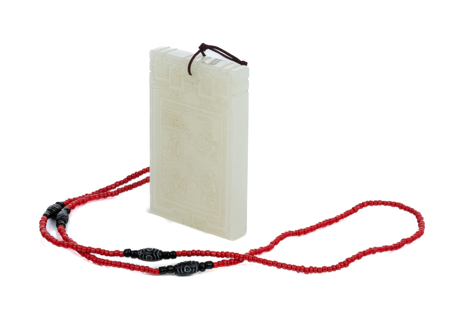 CHINESE CARVED WHITE JADE PLAQUE (1 of 3)