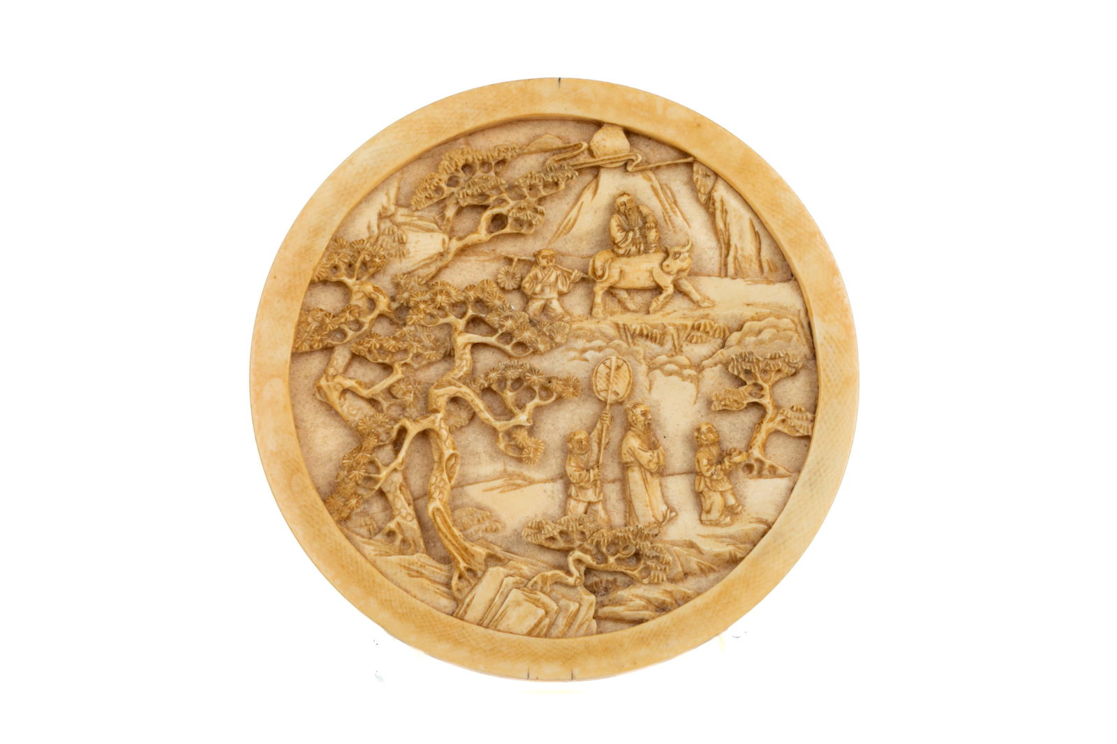 ANTIQUE CHINESE CARVED CIRCULAR PLAQUE (1 of 3)