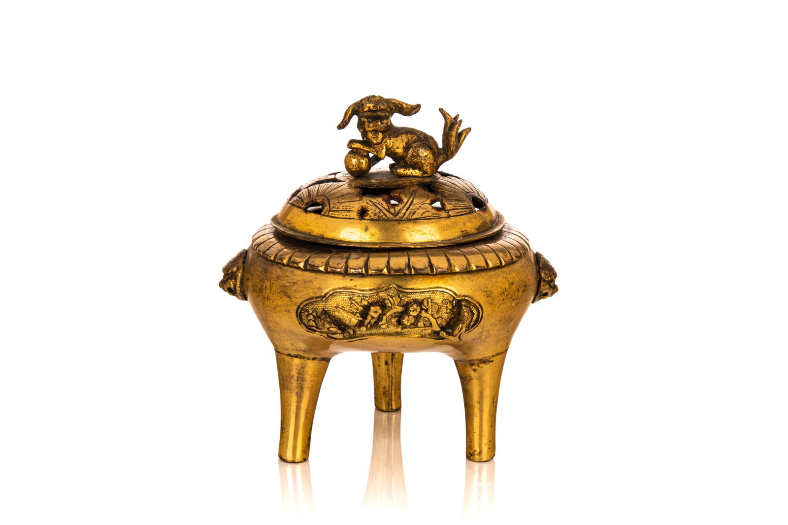 GILT COPPER SAWASA TRIPOD CENSER (1 of 7)