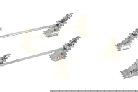 GEORGE JENSEN ACORN PATTERN SILVER KNIFE RESTS: Marked Georg Jensen in oval, sterling Denmark and '4' Danish, 20th CL 7.5cm